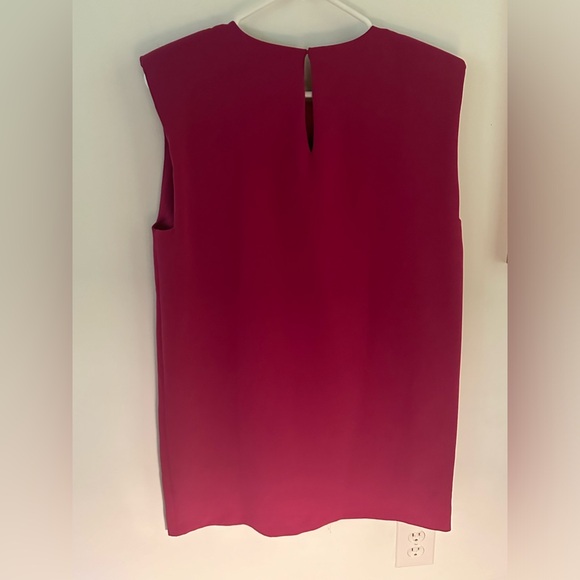 Zara fuchsia shift dress with padded shoulders, size medium - Picture 6 of 7